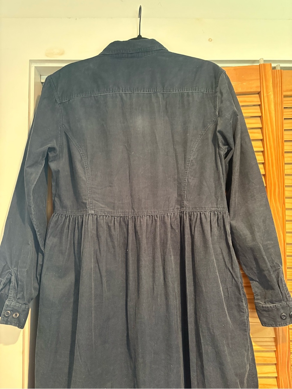 Vintage L.L. Bean Navy Blue Corduroy Shirt Dress Grandmacore Cottagecore Prairie - Picture 6 of 7